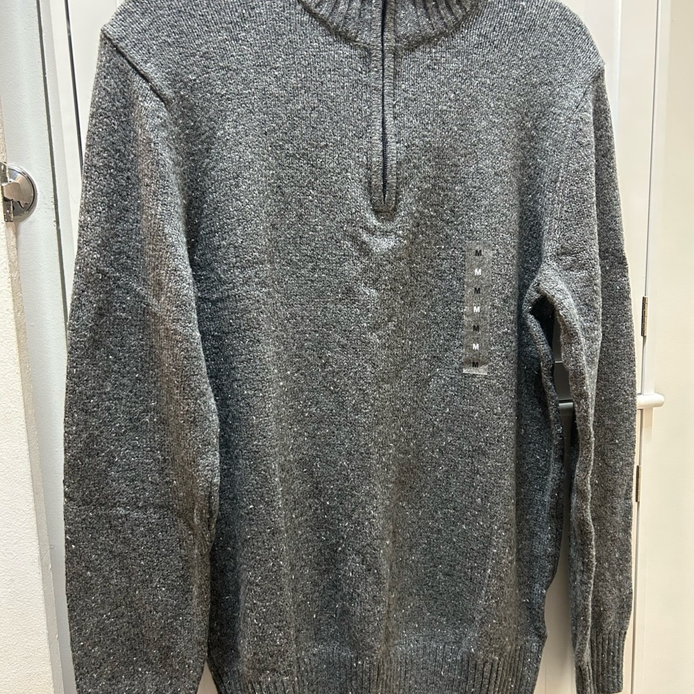 Men's Gray Quarter Zip-Up Sweater